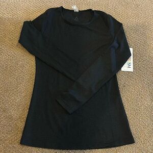 PrismSport Women’s Black Long Sleeve Laser Mesh Top, Size XS